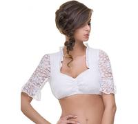 Almbock Dirndlbluse Spitze weiß - Dirndlbluse mit Spitzenärmel Made in Germany - Dirndl Bluse Weiss Spitze 34 - Modell Felice B107