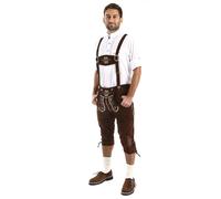 Almbock Herren Lederhose Kniebund - Trachtenhose Herren braun aus feinem und geschmeidigem Veloursleder - Lederhose Österreich - Trachtenlederhose 50