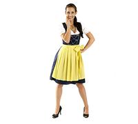 Almbock Mini Dirndl Fiona schwarz-gelb - 3-teiliges Damen Dirndl-Set mit Bluse und Schürze in Gr. 34-44 für Volksfeste