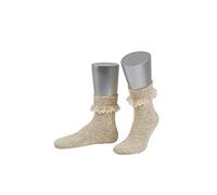 Almbock Trachtensocken Damen beige - melierte Socken mit Spitze fürs Dirndl - kurz und atmungsaktiv