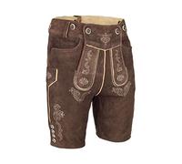 Almsach Herren Lederhose kurz mit Stegträger Dunkelbraun, Espresso-Dunkelbraun, 50