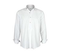 Almsach Herren Schlupfhemd weiß mit rot-weiß kariertem Unterkragen, weiß, L