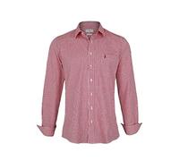 Almsach Herren Trachtenhemd Slim Fit kariert rot, Rot, S