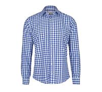 Almsach Herren Trachtenhemd Slim fit karo blau-Weiss Langarm - Der Klassiker für alle Oktoberfeste und Volksfeste, Jeans (blau), M