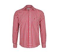 Almsach Herren Trachtenhemd Slim fit rot-Weiss kariert Langarm - Der Klassiker für alle Oktoberfeste und Volksfeste, ROT, L