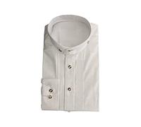Almsach Trachtenhemden Hochzeit, Business, Taufe Hemd Weiß Stehkragen 100% Baumwolle Slim Fit (M 39/40)