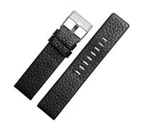 ALMVIS Lederarmbänder DZ1657 DZ1405 DZ120, Armband für Herren, 2 6 mm, 28 mm, 30 mm, 22 mm, 24 mm, geeignet für Diesel (Black-Silver Buckle, 22 mm)