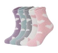 Alorn Damen Korallenfleece Socken - Mittelhoch 5 Paar Herzmuster Herbst Winter Haus Socken Schlafsocken Kuschelig Warm Bequem Geschenk Frauen