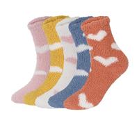 Alorn Damen Korallenfleece Socken - Mittelhoch 5 Paar Herzmuster Herbst Winter Haus Socken Schlafsocken Kuschelig Warm Bequem Geschenk Frauen