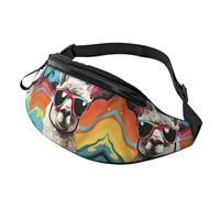 Alpaka mit Sonnenbrille, Bauchtasche für Herren und Damen, wasserdichte Sport-Hüfttasche, modische Gürteltasche, Umhängetasche, Hüfttasche mit verstellbarem Riemen, große Schultertasche, Geldbörse für