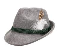 Alpenflüstern Damen Trachten-Filzhut mit Hutfeder ADV02500M09 grau - Medium (56/57)