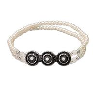 Alpenflüstern Filigran Perlen-Trachten-Armband Magda - Damen-Trachtenschmuck, elastische Trachten-Armkette, Perlenarmband (creme-weiß) DAB078