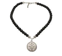 Alpenflüstern Herren Holzperlen-Halskette Münze antik-Silber-Farben HHK008