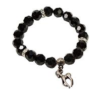 Alpenflüstern Perlen-Trachten-Armband Bambi-Rehkitz - Damen-Trachtenschmuck, elastische Trachten-Armkette, Perlenarmband schwarz DAB014