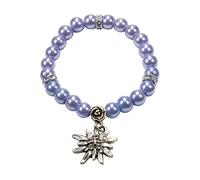 Alpenflüstern Perlen-Trachten-Armband Fiona mit Strass-Edelweiß - Damen-Trachtenschmuck, elastische Trachten-Armkette, Perlenarmband hell-blau DAB011