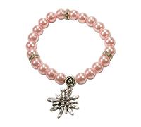 Alpenflüstern Perlen-Trachten-Armband Fiona mit Strass-Edelweiß - Damen-Trachtenschmuck, elastische Trachten-Armkette, Perlenarmband rosé-rosa DAB011