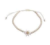 Alpenflüstern Perlen-Trachten-Armband Strass-Edelweiss Greta mit Ziehverschluss - Damen-Trachtenschmuck mit weiss-gold-farbenem Edelweiss, verstellbare Armkette, Perlenarmband (creme-weiß) DAB085