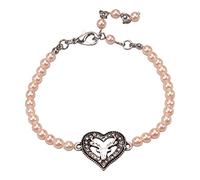 Alpenflüstern Perlen-Trachten-Armkette Strassherz-Hirsch - Damen-Trachtenschmuck mit antik-silber-farbenem Trachten-Strassherz, Trachten-Armband, Perlenarmband (rosa-rosé) DAB075