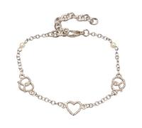 Alpenflüstern Trachten-Armkette Breze und Herz - Damen-Trachtenschmuck mit antik-silber-farbenem Trachten-Strassherz, Trachten-Armband, Perlenarmband (silber-farben) DAB092