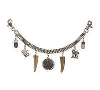 Alpenflüstern Trachten-Charivari Alois - Hochwertiger Herren-Trachtenschmuck mit Trophäen-Anhängern für die Lederhose, echtes Hirschhorn, (antik-silber-farben) HCH005