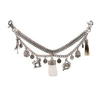 Alpenflüstern Trachten-Charivari Benedikt - Hochwertiger Herren-Trachtenschmuck mit Trophäen-Anhängern für die Lederhose, echtes Hirschhorn, (antik-silber-farben) HCH038