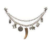 Alpenflüstern Trachten-Charivari Gustl - Hochwertiger Herren-Trachtenschmuck mit Trophäen-Anhängern für die Lederhose, echtes Hirschhorn, (antik-silber-farben) HCH010