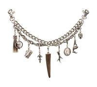 Alpenflüstern Trachten-Charivari Lorenz - Hochwertiger Herren-Trachtenschmuck mit Trophäen-Anhängern für die Lederhose, echtes Hirschhorn, (antik-silber-farben) HCH037