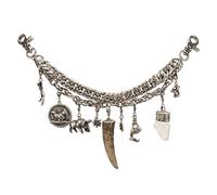 Alpenflüstern Trachten-Charivari Ludwig - Hochwertiger Herren-Trachtenschmuck mit Trophäen-Anhängern für die Lederhose, echtes Hirschhorn und Bergkristall, (antik-silber-farben) HCH008