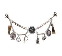 Alpenflüstern Trachten-Charivari Oktoberfest München - Hochwertiger Herren-Trachtenschmuck mit Trophäen-Anhängern für die Lederhose (antik-silber-farben) HCH040