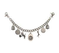 Alpenflüstern Trachten-Charivari Victor - Hochwertiger Herren-Trachtenschmuck mit Trophäen-Anhängern für die Lederhose, echtes Hirschhorn, (antik-silber-farben) HCH026
