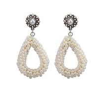 Alpenflüstern Trachten Glamour-Ohrhänger Perlen- Tropfen Helena mit Ohrstecker - Damen-Trachtenschmuck, Trachten-Ohrringe (creme-weiß) DOR066