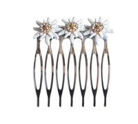 Alpenflüstern Trachten-Haarkamm Greta Edelweiss - Damen-Trachtenhaarschmuck mit Edelweiss bi-color-farben (creme-weiß) ADV148