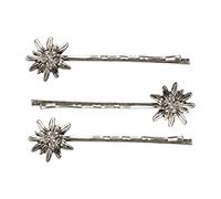 Alpenflüstern Trachten-Haarklammern Strass-Edelweiss 3er-Set (antik-silber-farben) ADV098