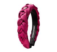 Alpenflüstern Trachten-Haarreif Leinen Flechtoptik & Strass-Edelweiß Greta - Damen Haarschmuck rutschfest, Haarband geflochten fürs Dirndl (beere) ADV145