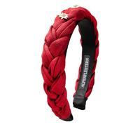 Alpenflüstern Trachten-Haarreif Leinen Flechtoptik & Strass-Edelweiß Greta - Damen Haarschmuck rutschfest, Haarband geflochten fürs Dirndl (rot) ADV145