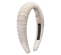 Alpenflüstern Trachten-Haarreif Perlen - Damen Haarschmuck geflochten, Haarband rutschfest fürs Dirndl (creme-weiß) ADV137