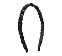 Alpenflüstern Trachten-Haarreif Perlen Flechtoptik - Damen Haarschmuck geflochten, Haarband rutschfest fürs Dirndl (schwarz) ADV138