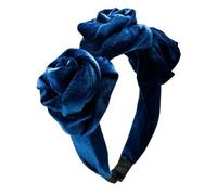 Alpenflüstern Trachten-Haarreif Samt Flechtoptik Blüten - Damen Haarschmuck rutschfest, Haarband fürs Dirndl (blau) ADV146