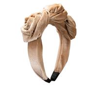 Alpenflüstern Trachten-Haarreif Samt Flechtoptik Blüten - Damen Haarschmuck rutschfest, Haarband fürs Dirndl (beige-braun) ADV146