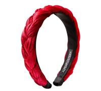 Alpenflüstern Trachten-Haarreif Samt Flechtoptik - Damen Haarschmuck rutschfest, Haarband geflochten fürs Dirndl (in traditionellen Farben) ADV132 ((rot))