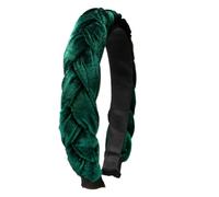 Alpenflüstern Trachten-Haarreif Samt Flechtoptik - Damen Haarschmuck rutschfest, Haarband geflochten fürs Dirndl (waldgrün) ADV132