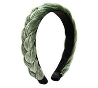 Alpenflüstern Trachten-Haarreif Samt Flechtoptik - Damen Haarschmuck rutschfest, Haarband geflochten fürs Dirndl ADV132 (salbei-grün)