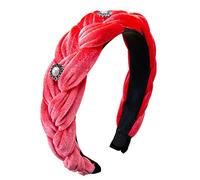 Alpenflüstern Trachten-Haarreif Samt Flechtoptik Helena - Damen Haarschmuck geflochten mit Perlen-Ornament, Haarband rutschfest fürs Dirndl (rosa-rot schimmernd) ADV133