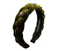 Alpenflüstern Trachten-Haarreif Samt Flechtoptik Helena - Damen Haarschmuck geflochten mit Perlen-Ornament, Haarband rutschfest fürs Dirndl (grün) ADV133