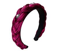 Alpenflüstern Trachten-Haarreif Samt Flechtoptik Helena - Damen Haarschmuck geflochten mit Perlen-Ornament, Haarband rutschfest fürs Dirndl (dunkelrot-bordeaux) ADV133