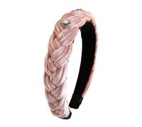 Alpenflüstern Trachten-Haarreif Samt Flechtoptik Helena - Damen Haarschmuck geflochten mit Perlen-Ornament, Haarband rutschfest fürs Dirndl (puder-rosa) ADV133