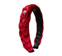 Alpenflüstern Trachten-Haarreif Samt Flechtoptik Helena - Damen Haarschmuck geflochten mit Perlen-Ornament, Haarband rutschfest fürs Dirndl (in traditionellen Farben) ADV133 ((rot))