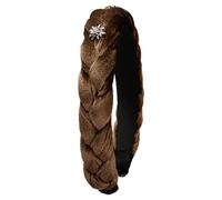 Alpenflüstern Trachten-Haarreif Samt Flechtoptik & Strass-Edelweiß - Damen Haarschmuck rutschfest, Haarband geflochten fürs Dirndl (braun) ADV129