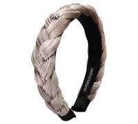 Alpenflüstern Trachten-Haarreif Samt Flechtoptik & Strass-Edelweiß - Damen Haarschmuck rutschfest, Haarband geflochten fürs Dirndl (in traditionellen Farben) ADV129 (taupe-braun)