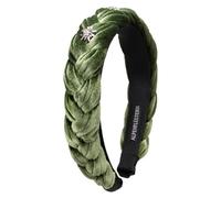 Alpenflüstern Trachten-Haarreif Samt Flechtoptik & Strass-Edelweiß - Damen Haarschmuck rutschfest, Haarband geflochten fürs Dirndl (in traditionellen Farben) ADV129 (moosgrün)